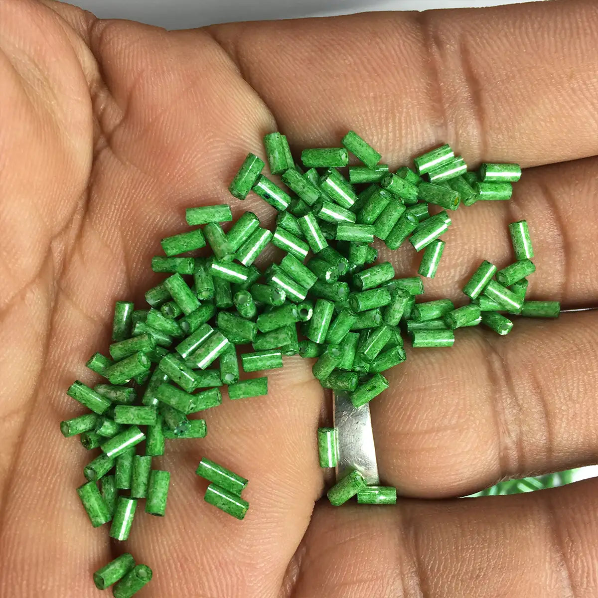 Tube Bead or Cutdana 4mm Opaque (Marble Texture) - 25 grams
