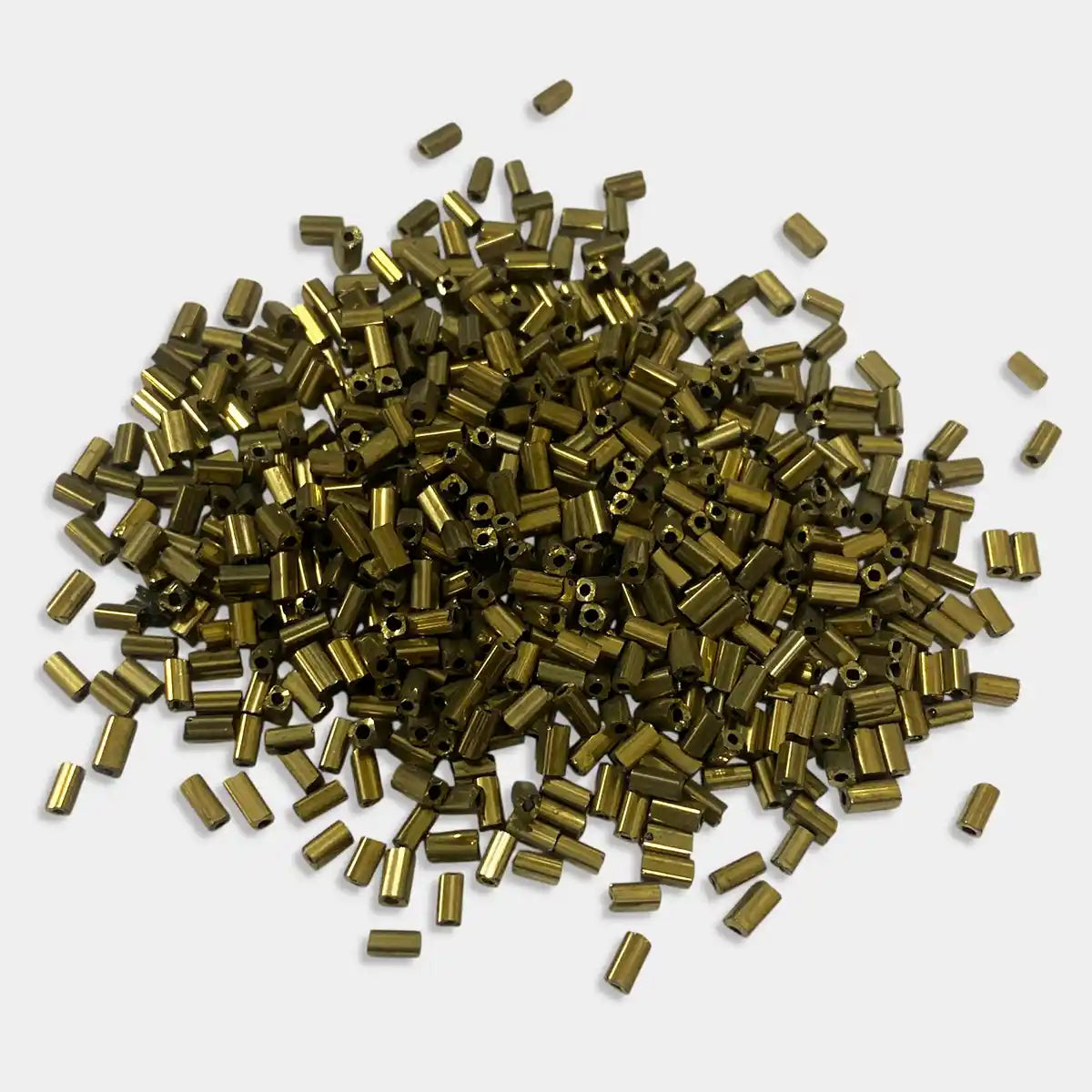 Tube Beads or Bugle Beads Antique Gold or Mehndi Color (Size3/4) - Pack of 25 Grams