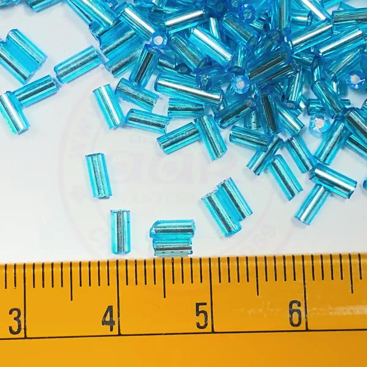 Tube Beads or Salli Buggle Beads 4mm Sky Blue Color - Pack of 25 Grams