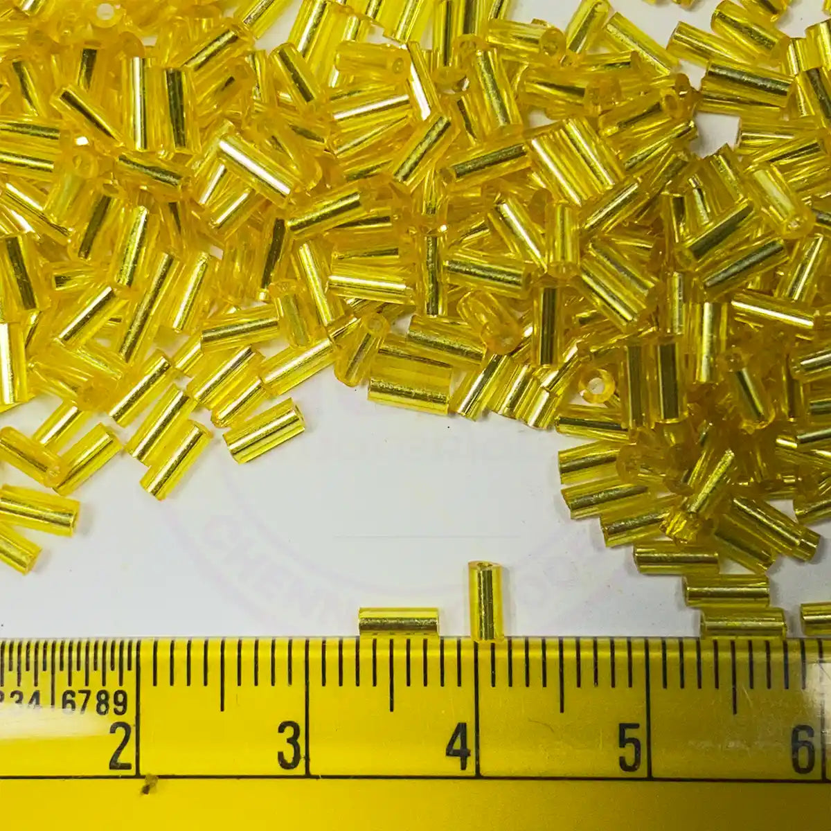 Tube Beads or Salli Buggle Beads 4mm Yellow Color - Pack of 25 Grams