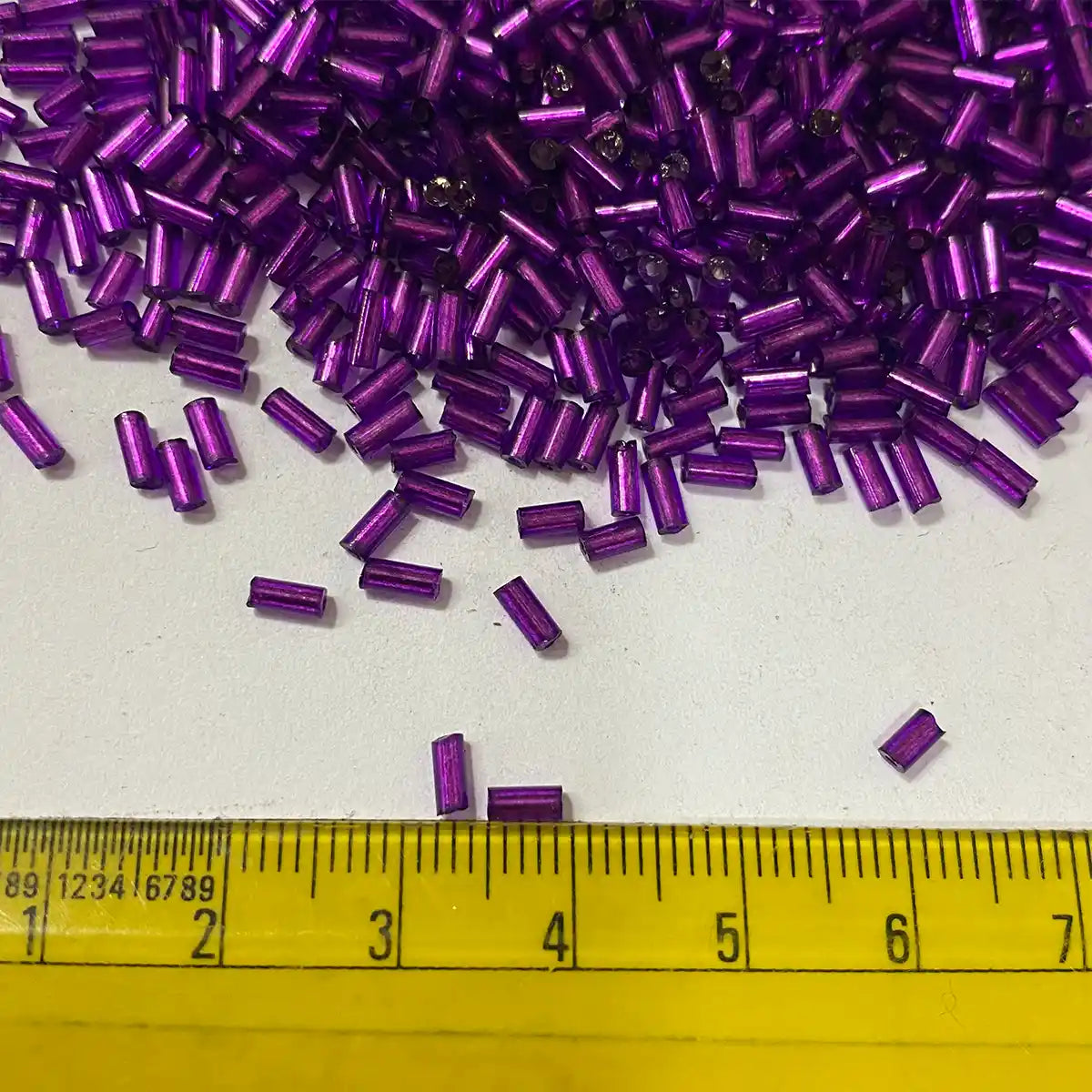 Tube Beads or Salli Buggle Beads 4mm Violet Color - Pack of 25 Grams