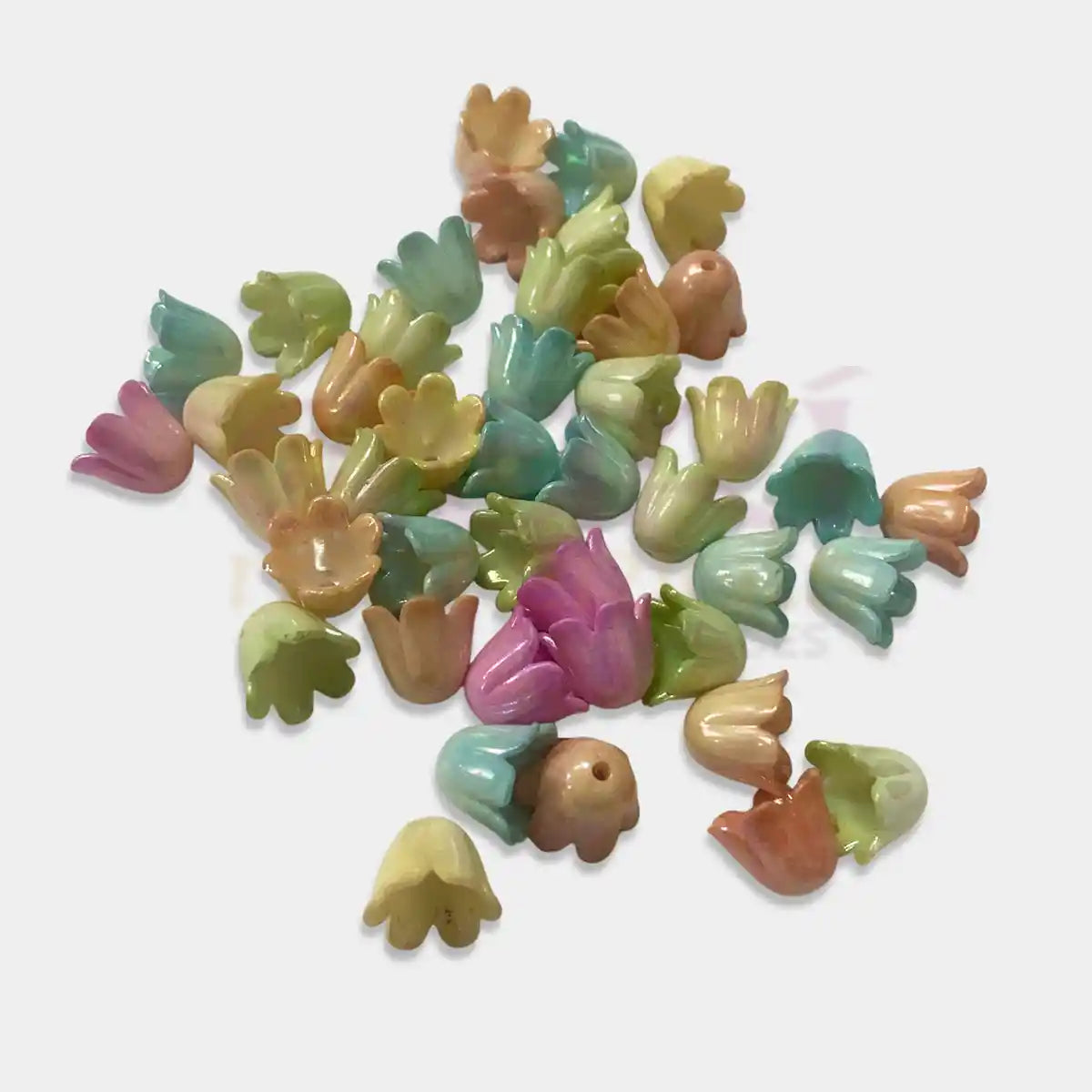 Tulip Flowers / Bell Flower Bead Caps – Acrylic Mix Color – Pack of 10 Grams
