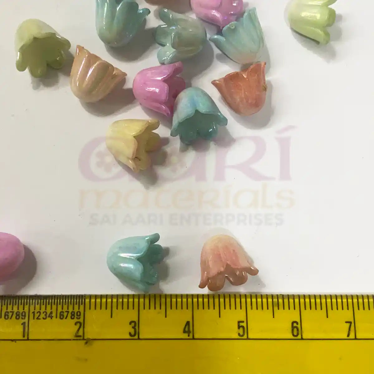 Tulip Flowers / Bell Flower Bead Caps – Acrylic Mix Color – Pack of 10 Grams