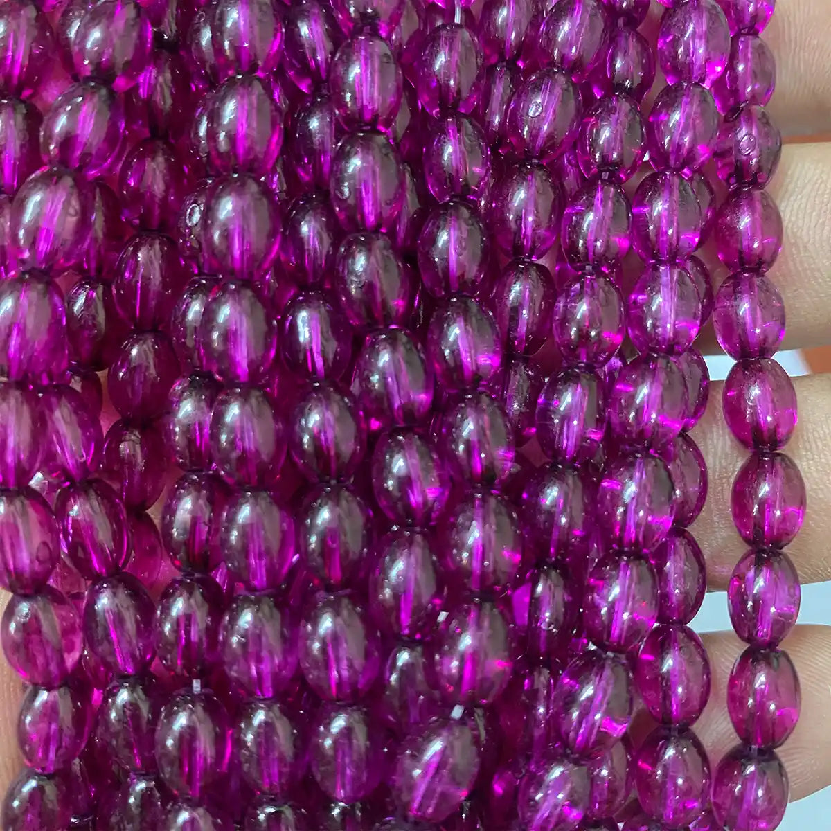 Violet Color Oval Shape Beads Size-6mmx8mm - Pack of 1 string