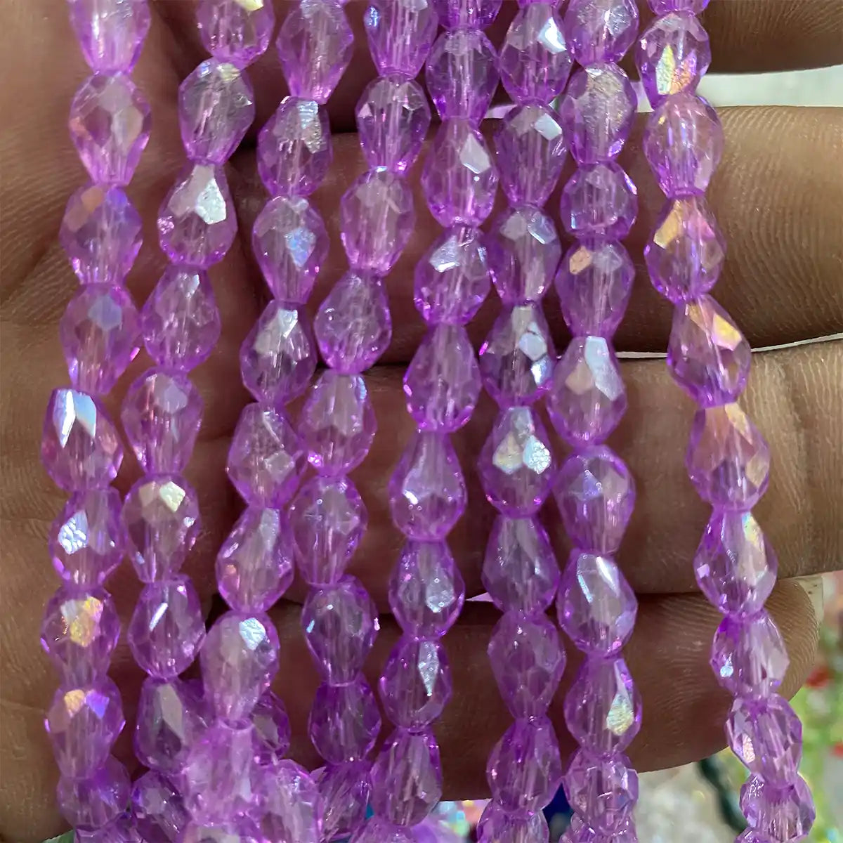 Violet Color Teardrop Crystal Briolette Beads (8mmx6mm) 1line