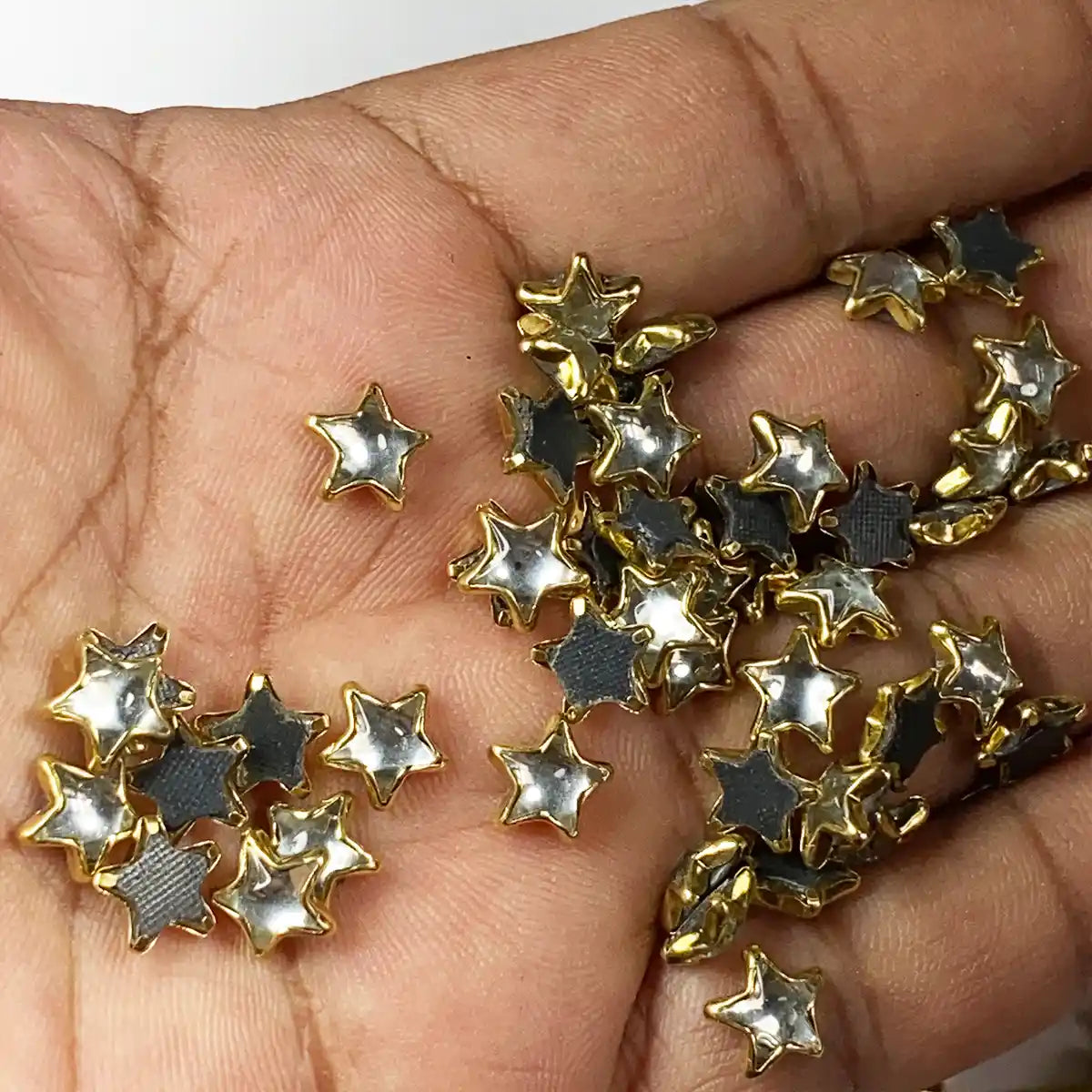 White Color 8MM Big Star Kundan Stones - 25grams