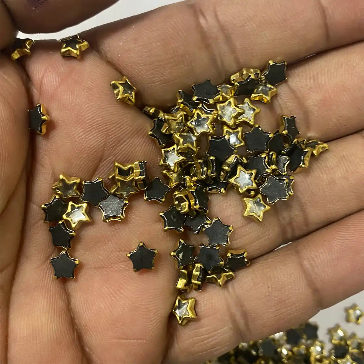 White Color 6MM Small Star Kundan Stones - 25grams