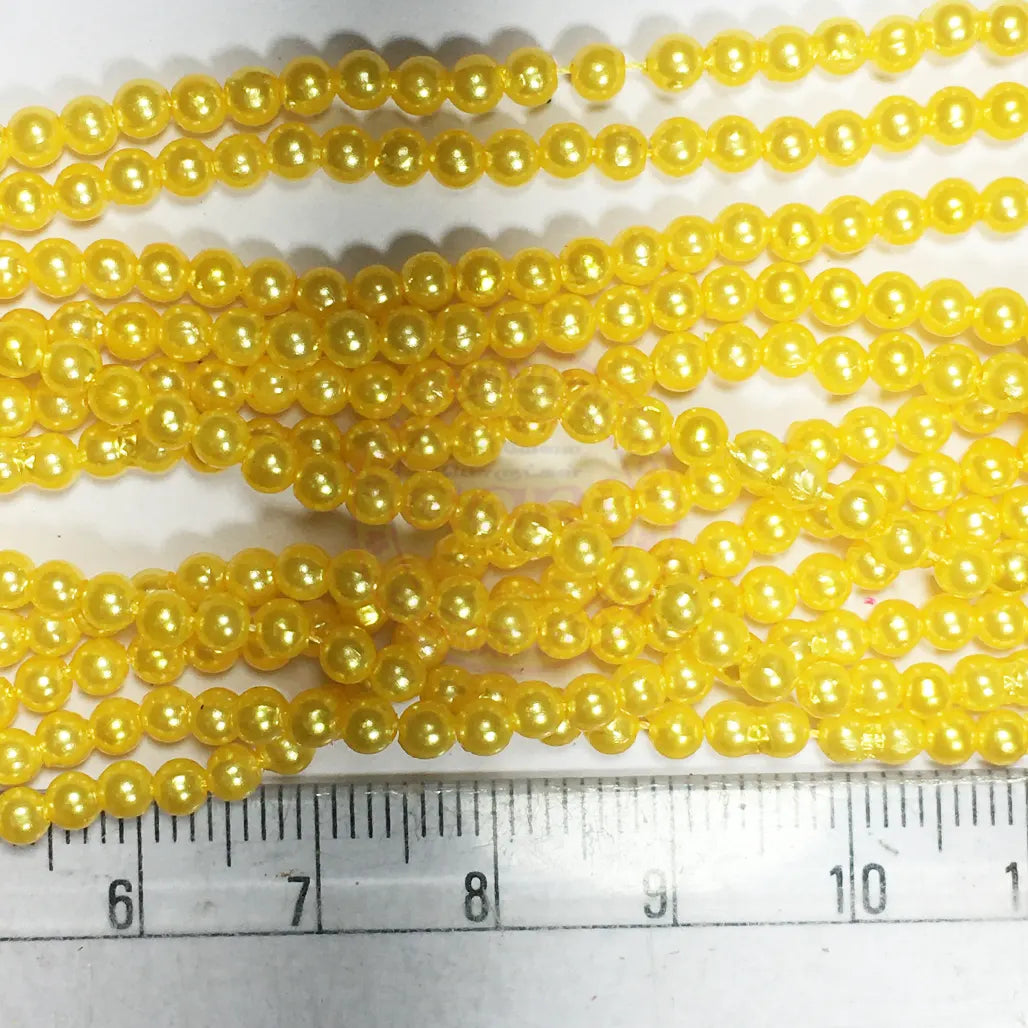 Yellow Color 3MM Round Shape Beads - 1Bunch(12 line)