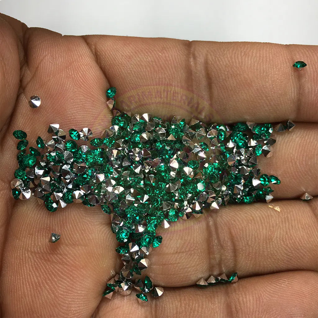 Zicron or Jarkan Stone Diamond Stone (Size SS12) Color Sea Green (10Grams) Plastic