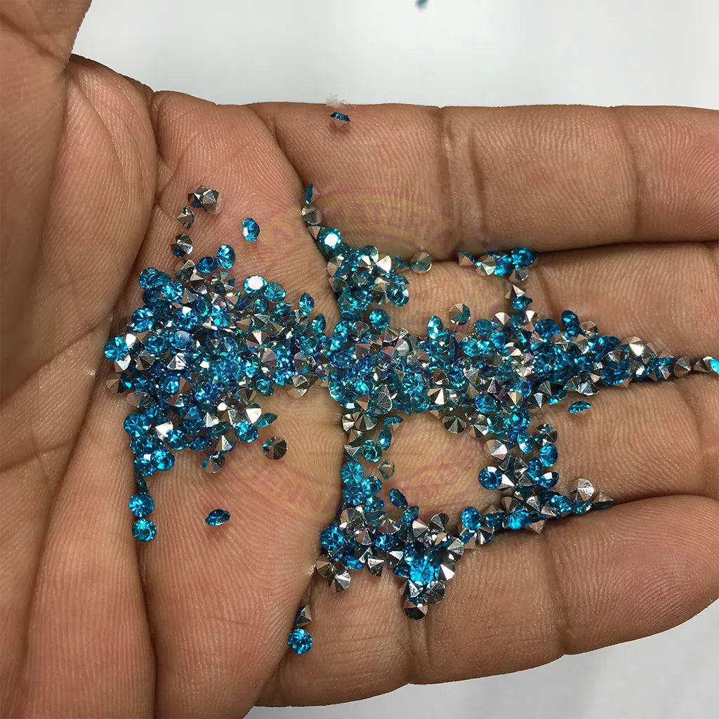 Zicron or Jarkan Stone Diamond Stone (Size SS12) Color Sky Blue (10Grams) Plastic
