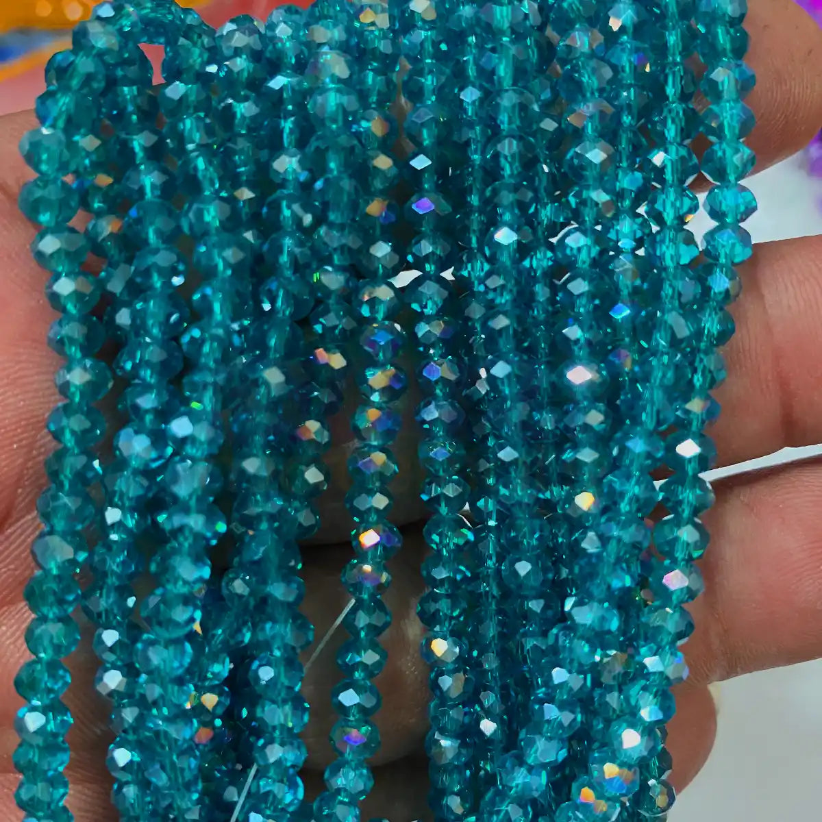 4mm Crystal Diamond Cut Round Faceted Beads 1 String