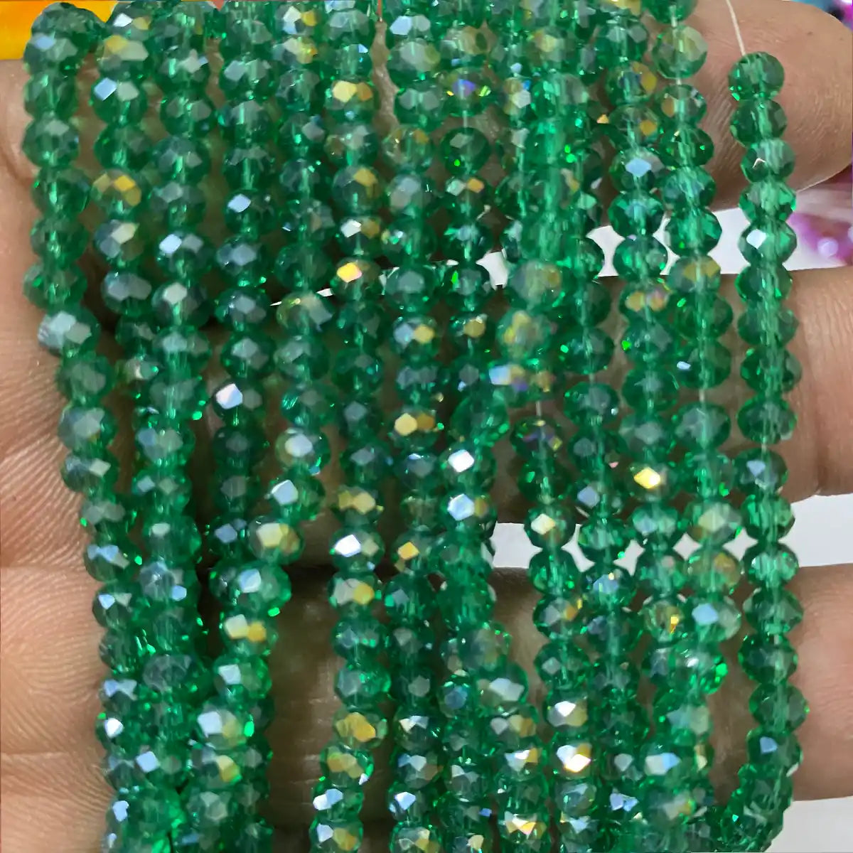 4mm Crystal Diamond Cut Round Faceted Beads 1 String