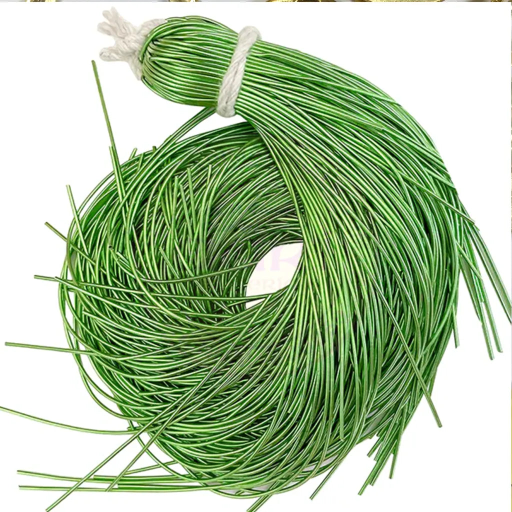 Zardosi or Dabka or French Metallic Wire Smooth Finish 1mm Parrot Green Color (15grams)