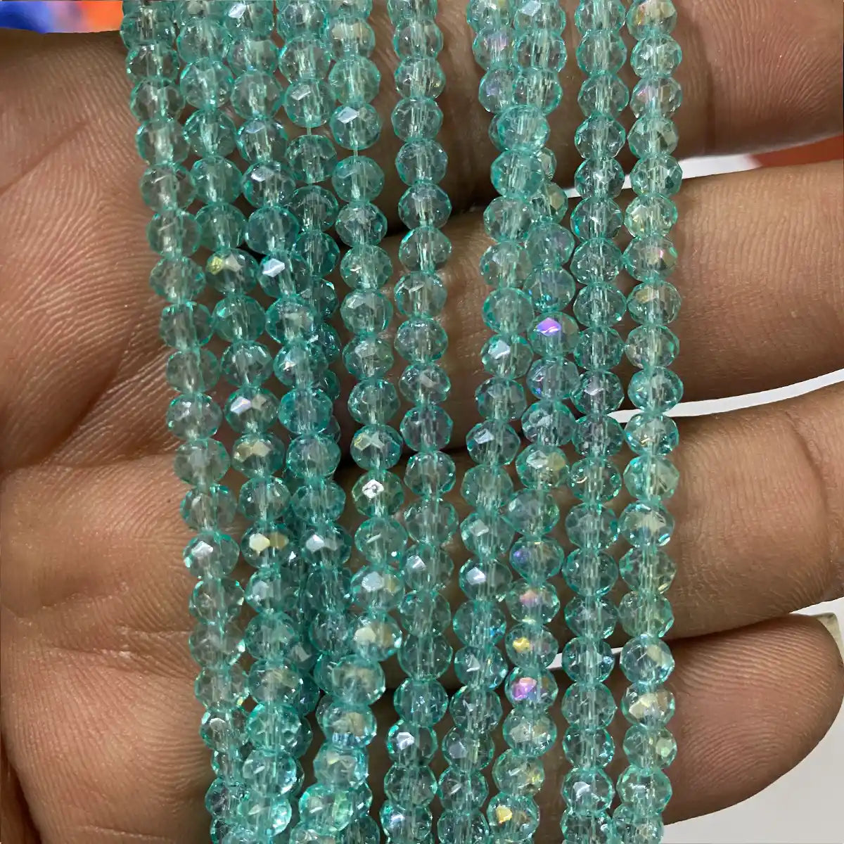 4mm Crystal Diamond Cut Round Faceted Beads 1 String