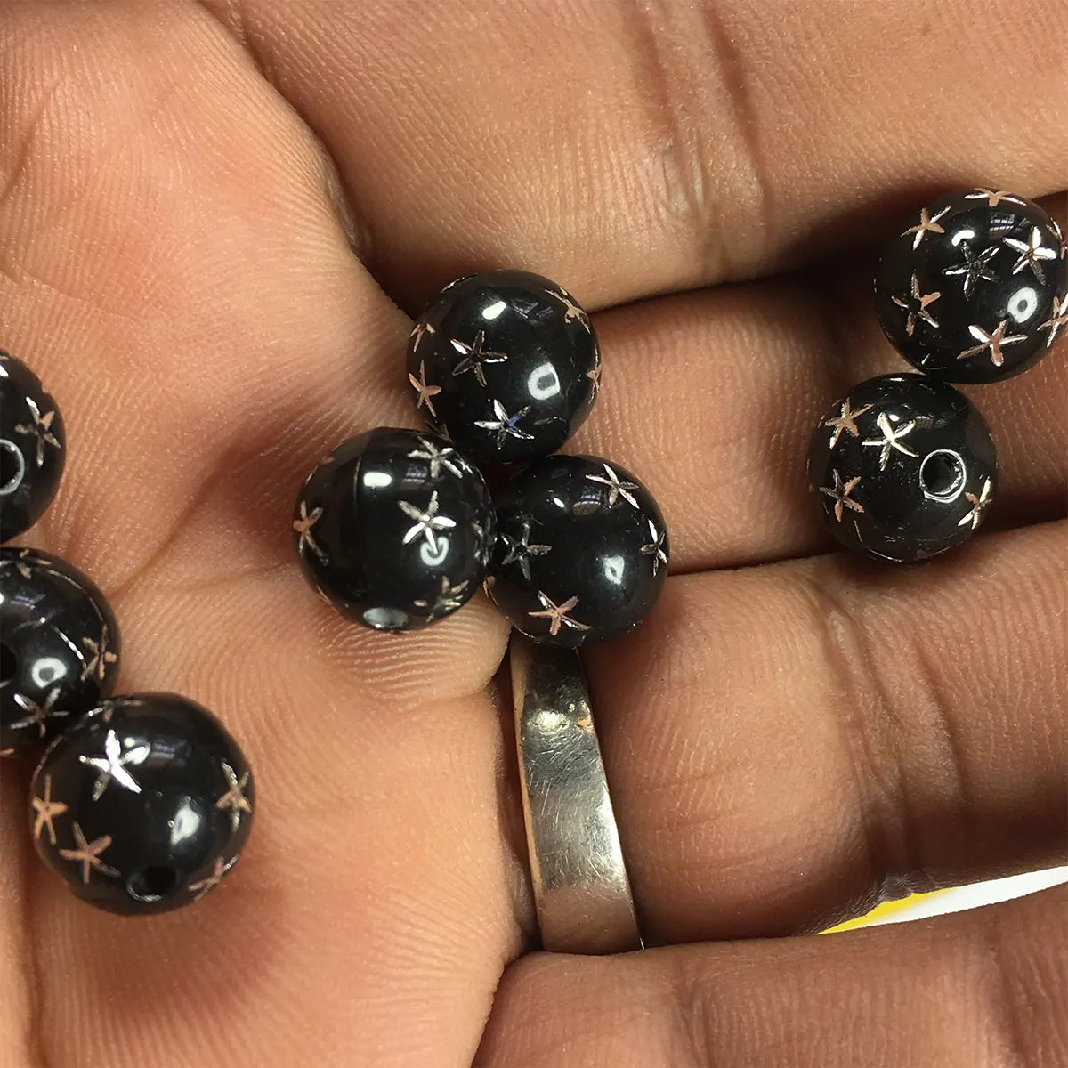10mm Acrylic Beads Round Star Pattern Beads Loose Spacer - Pack of 10grams