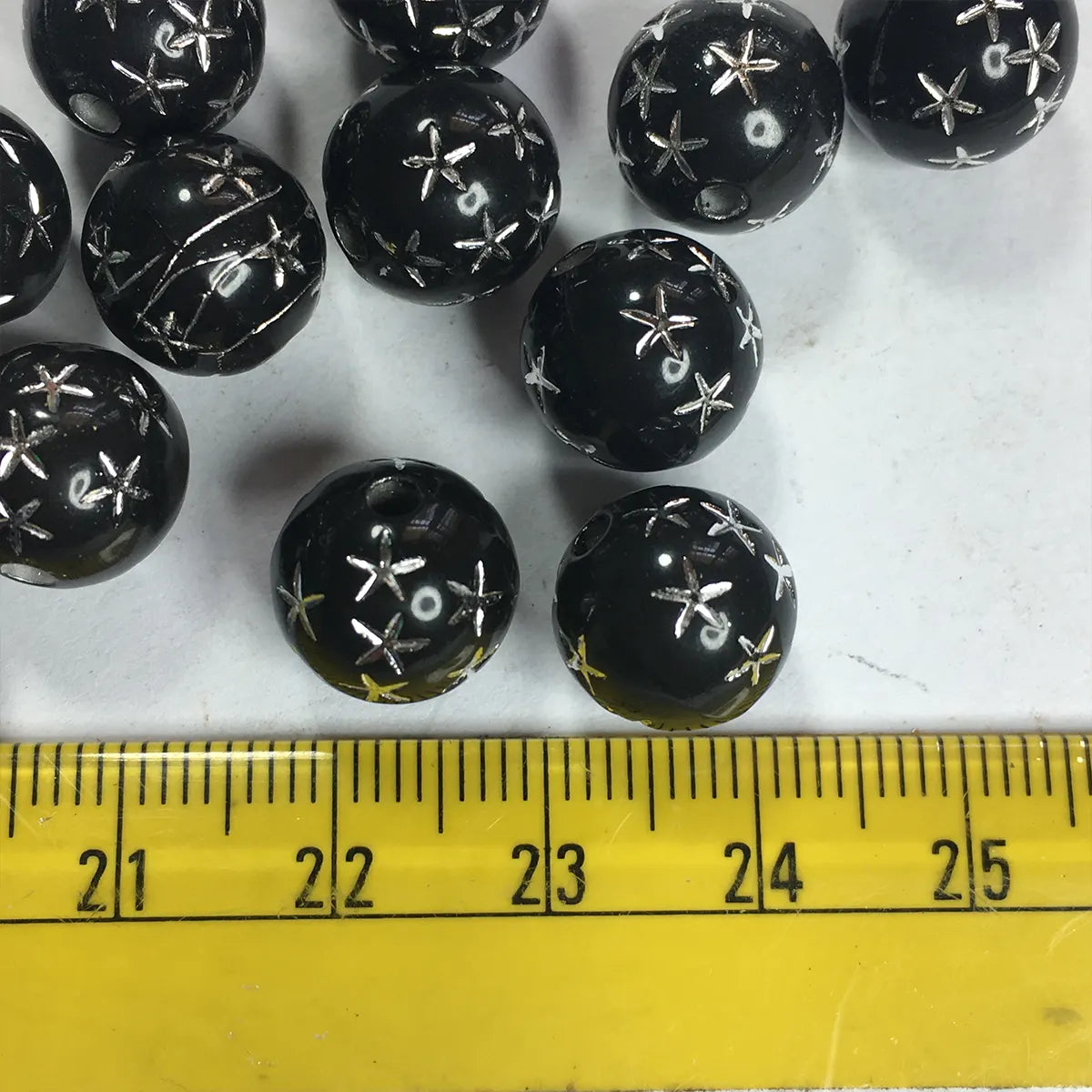 10mm Acrylic Beads Round Star Pattern Beads Loose Spacer - Pack of 10grams