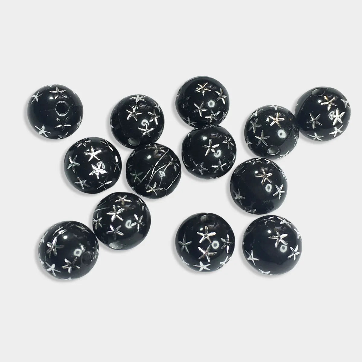 10mm Acrylic Beads Round Star Pattern Beads Loose Spacer - Pack of 10grams