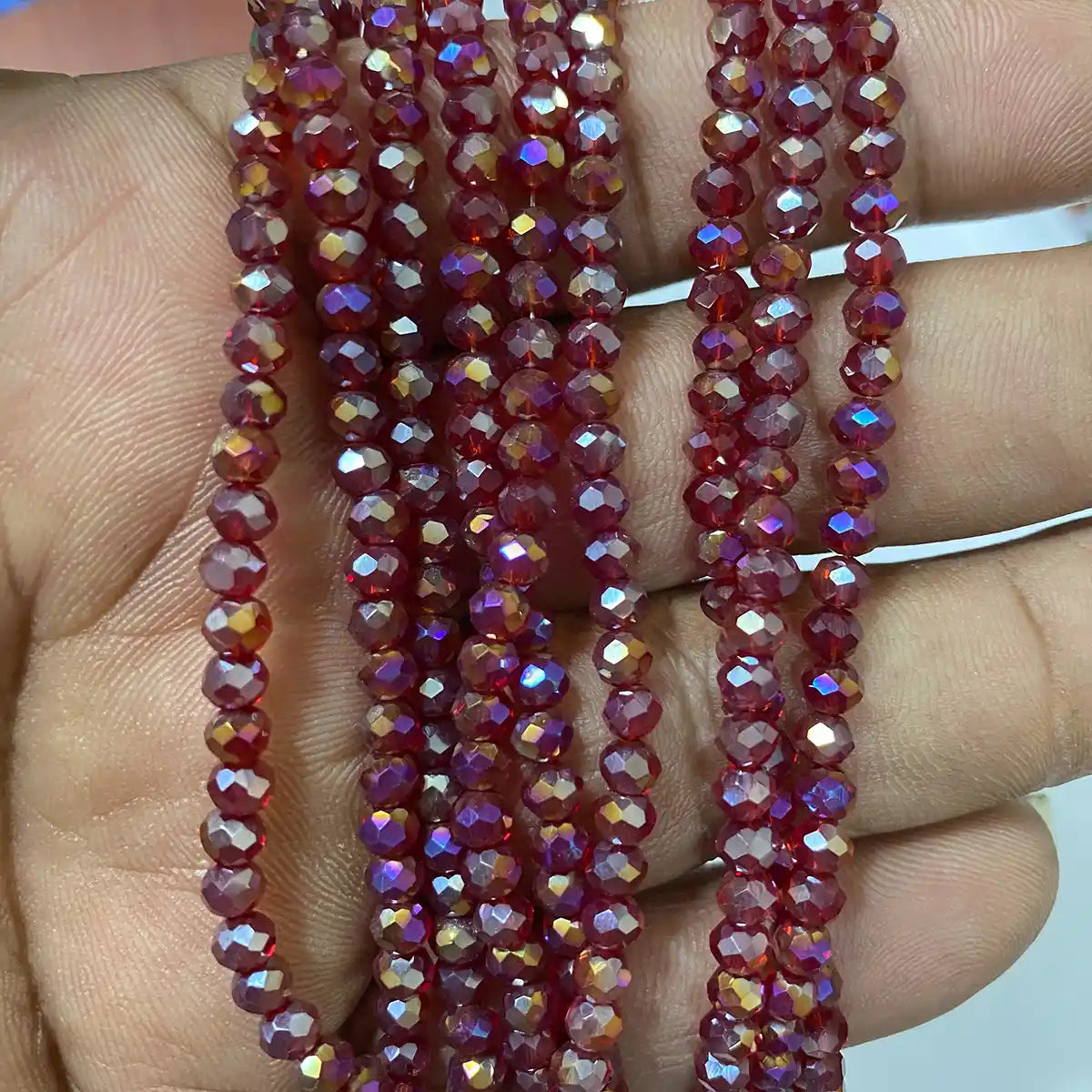 4mm Crystal Diamond Cut Round Faceted Beads 1 String