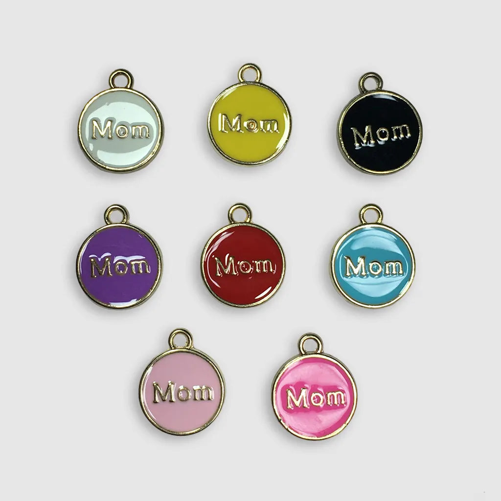 Enamel MOM Pendant Charms 12MM 1Pc