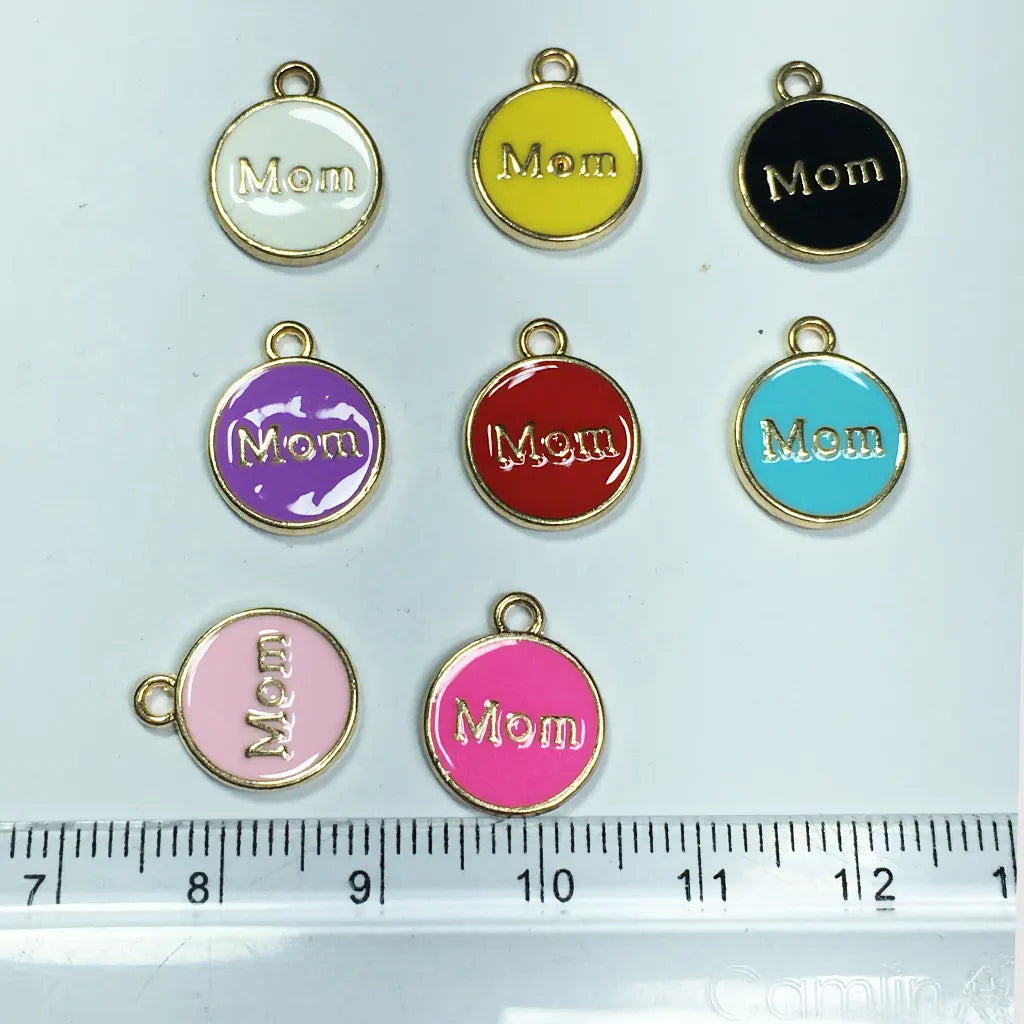 Enamel MOM Pendant Charms 12MM 1Pc
