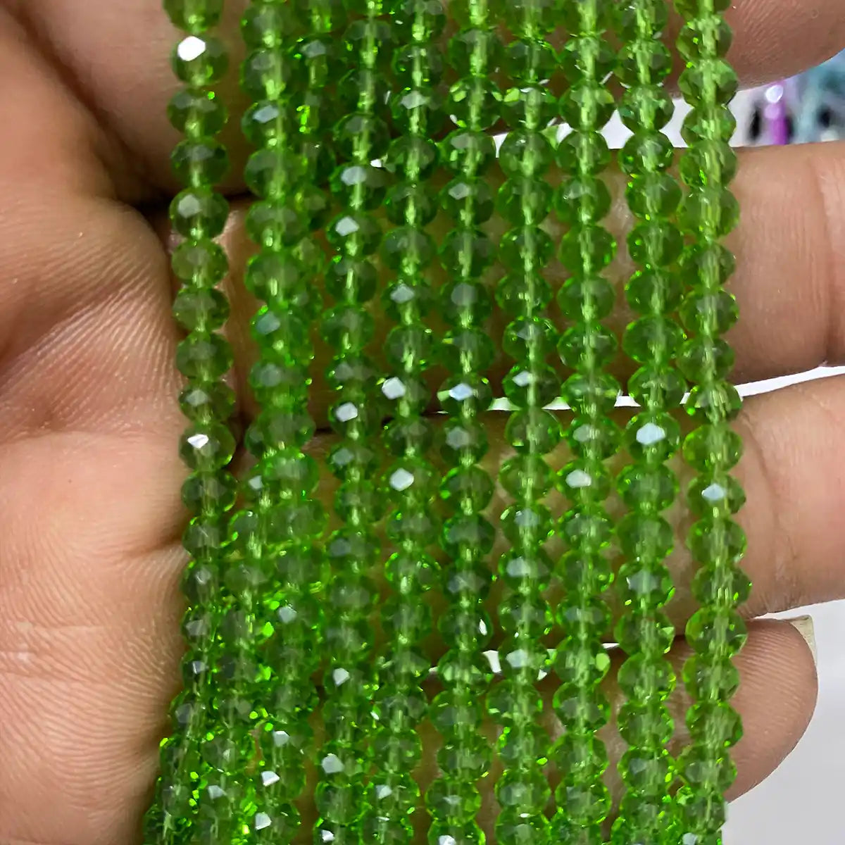 4mm Crystal Diamond Cut Round Faceted Beads 1 String