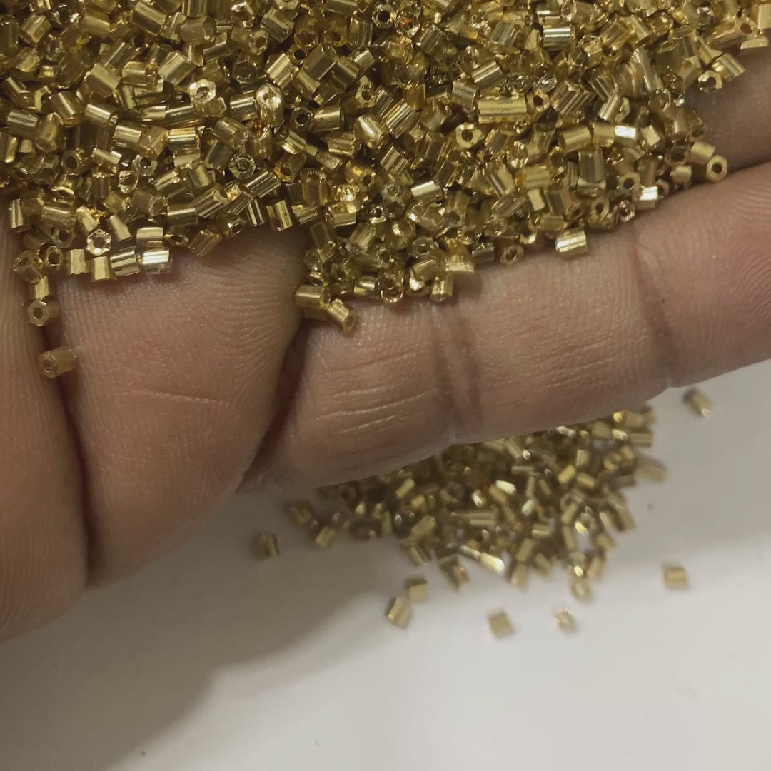 Matt Finish (Powered Coated) Cut Beads or Cutdana 2mm Gold or Dull Gold Color (25grams)