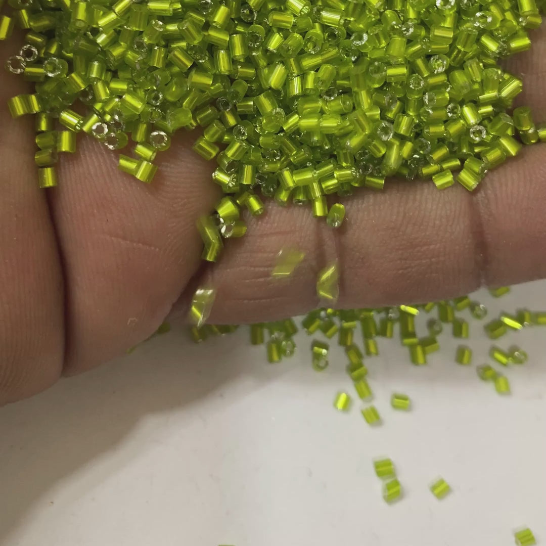 Cut Beads or Cutdana 2mm Lime Green Color (25grams)