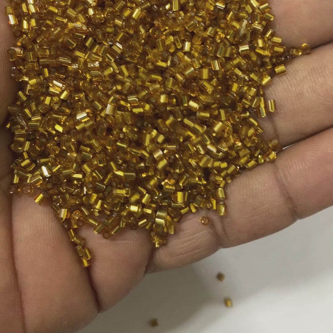 Cut Beads or Cutdana Beads (11/0-2.0mm) Shiny Gold Color (25grams)
