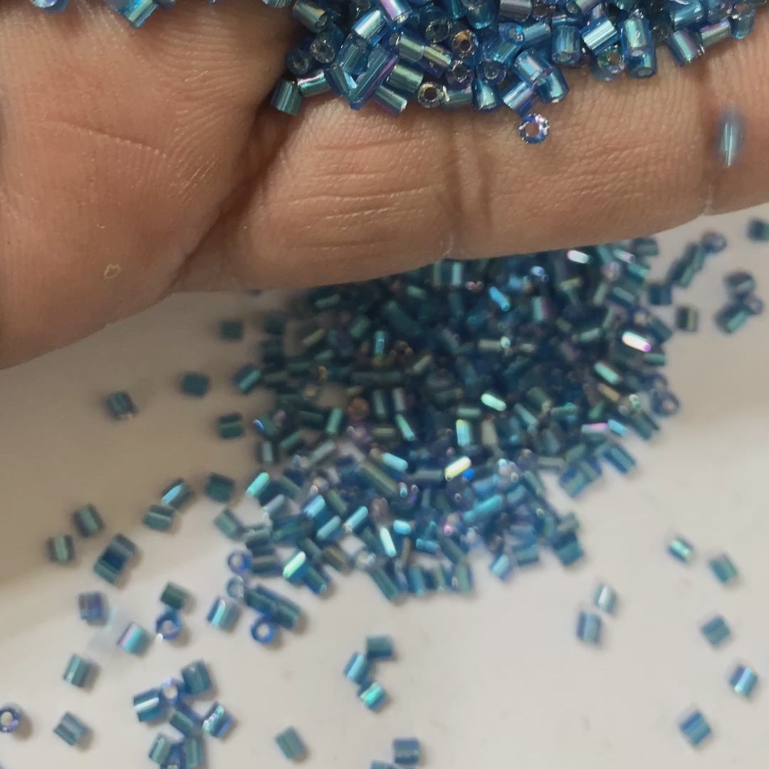 Cut Beads or Cutdana 2mm Peacock Blue Color (25grams)