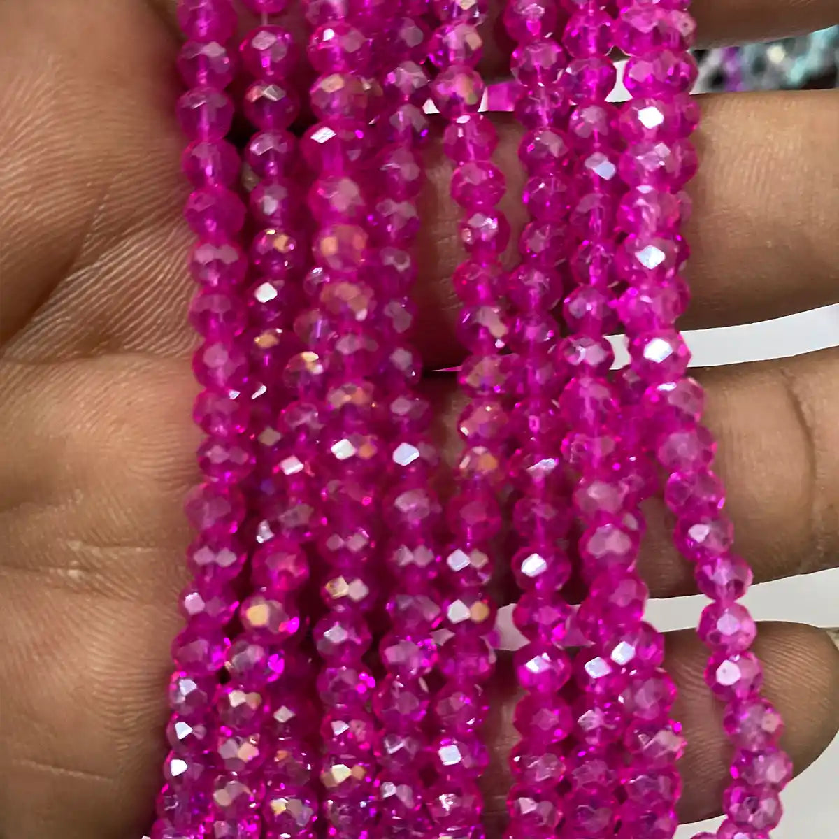 4mm Crystal Diamond Cut Round Faceted Beads 1 String