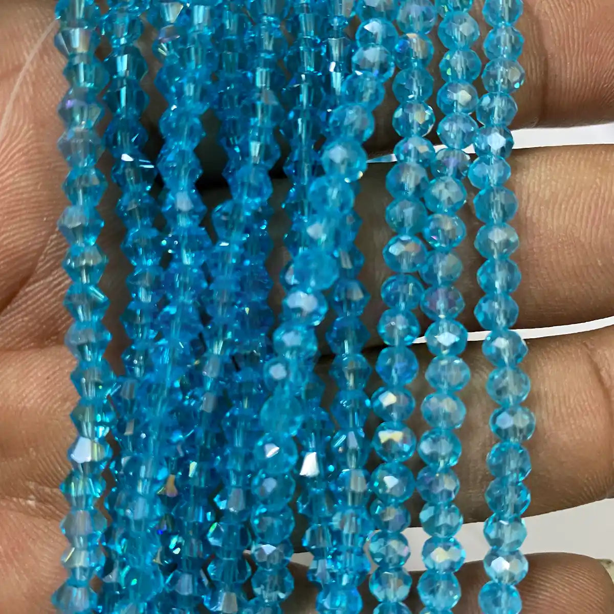 4mm Crystal Diamond Cut Round Faceted Beads 1 String