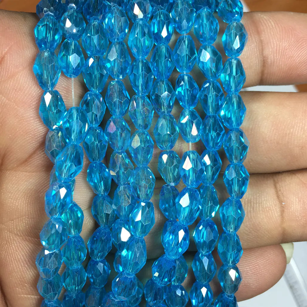 Sky Blue Color Teardrop Crystal Briolette Beads (8mmx6mm) 1line