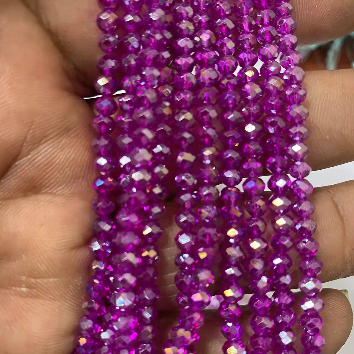 4mm Crystal Diamond Cut Round Faceted Beads 1 String