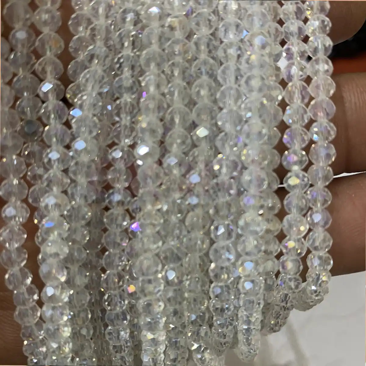 4mm Crystal Diamond Cut Round Faceted Beads 1 String