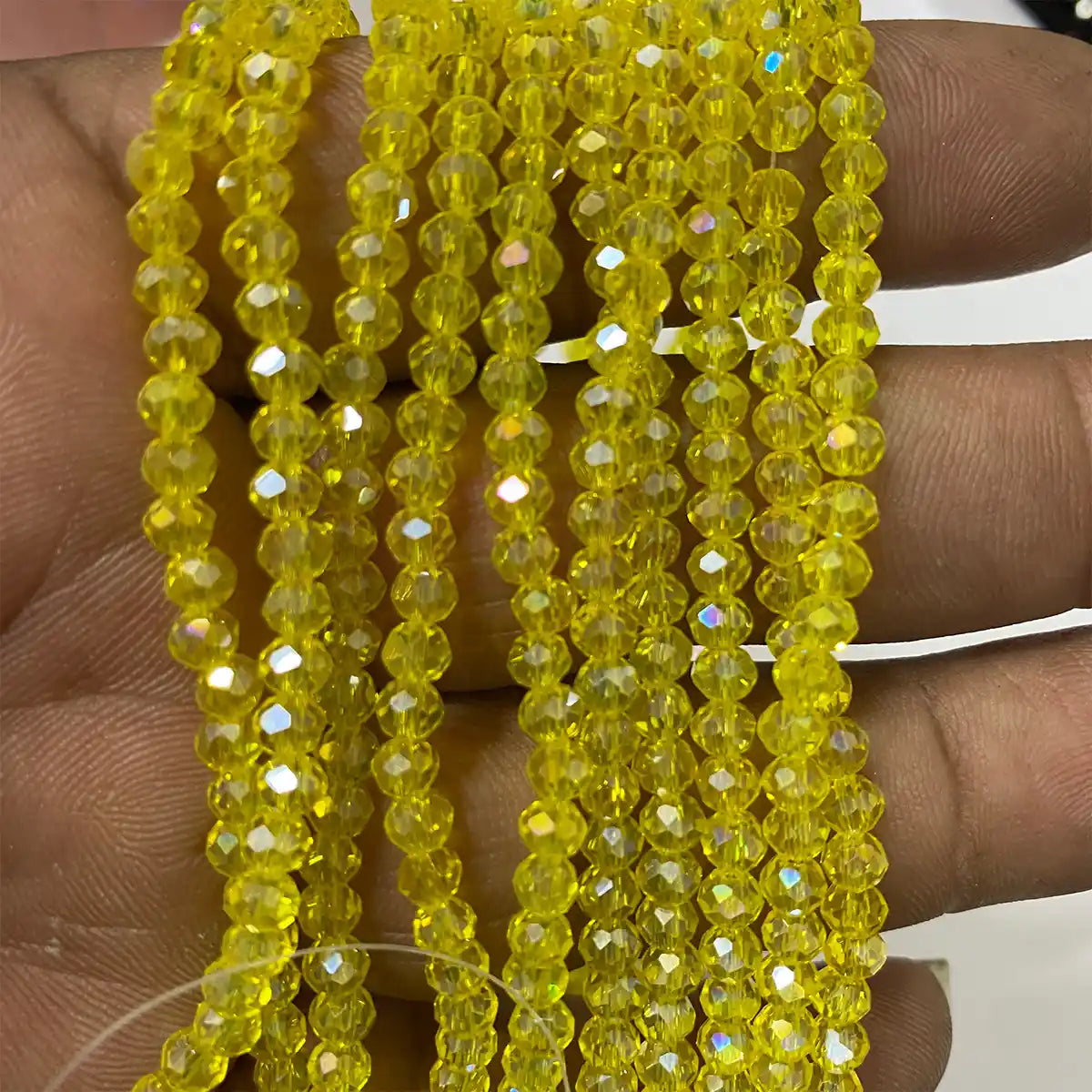 4mm Crystal Diamond Cut Round Faceted Beads 1 String