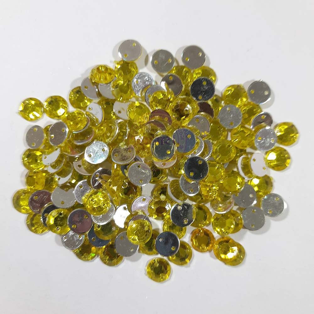 Round Shape Kundan Stone with Hole 8mm Color Yellow (10g)