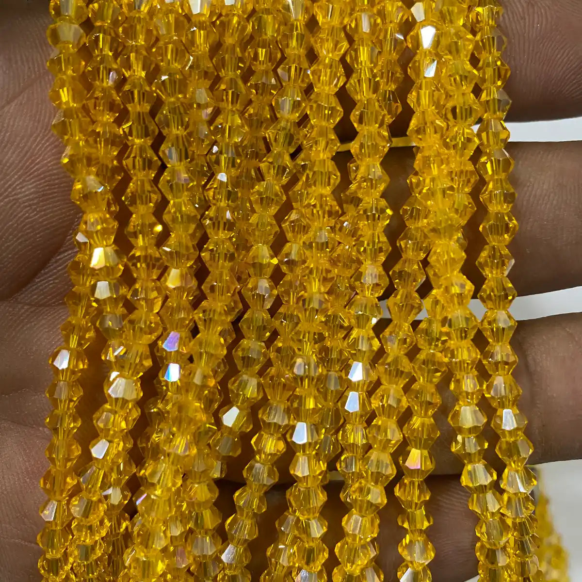 4mm Crystal Diamond Cut Round Faceted Beads 1 String