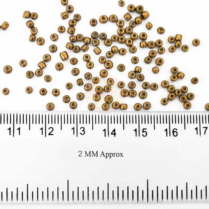 Glass Seed Beads 2MM 12/0 Gold Color (25grams) - Aari & Embroidery