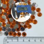 Round Shape Kundan Stone with Hole 8mm Color Dark Orange (10g) - Image 2