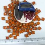 Matt Kundan(Framed) Stones Square Shape 5mm Color Orange (10grams) - Image 2