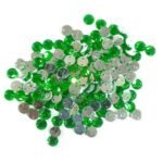 Round Shape Kundan Stone with Hole 8mm Color Light Green (10g)