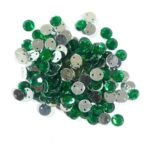 Round Shape Kundan Stone with Hole 8mm Color Green (10g)