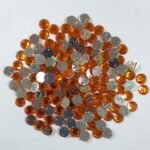 Round Shape Kundan Stone with Hole 8mm Color Dark Orange (10g)