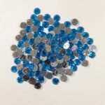 Round Shape Kundan Stone with Hole 8mm Color Sky Blue(10g)