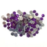 Round Shape Kundan Stone with Hole 8mm Color Violet (10g)