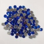 Round Shape Kundan Stone with Hole 8mm Color Blue (10g)