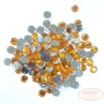 Round Shape Kundan Stone with Hole 8mm Color Orange (10g)