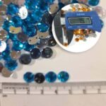 Round Shape Kundan Stone with Hole 8mm Color Sky Blue(10g) - Image 2