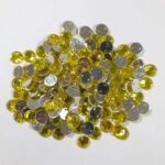 Round Shape Kundan Stone with Hole 8mm Color Yellow (10g)