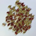 Glass Crystal Stone With Flower Catcher On Sew Red Color 10X6MM 5Pieces